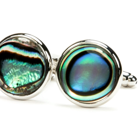Abalone Shell Silver Cufflinks | One-of-a-Kind Front