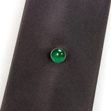 Green Onyx Sterling Silver Tie Tack with Tie