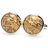 Picture Jasper Silver Cufflinks - Front