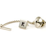 Sterling Silver Initial Square Tie Tack / Lapel Pin 