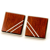 Bloodwood Silver Inlay Sterling Silver Cufflinks - Front