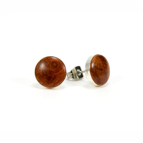 Amboyna Burl Sterling Silver Stud Earrings