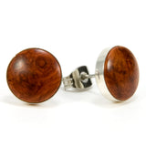 Amboyna Burl Sterling Silver Stud Earrings - side