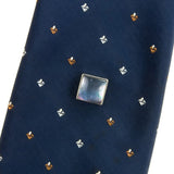 Black Mother of Pearl Sterling Silver Square Tie Tack on Tie