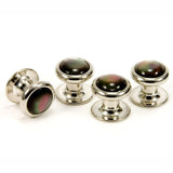 Black Mother of Pearl Silver Tuxedo Shirt Stud Set