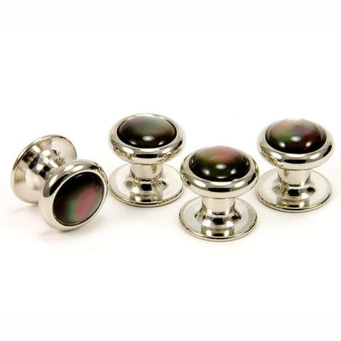 Black Mother of Pearl Silver Tuxedo Shirt Stud Set