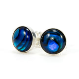 Blue Paua Shell Sterling Silver Stud Earrings