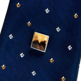 Honduran Rosewood Sterling Silver Inlay Tie Tack / Lapel Pin on Tie