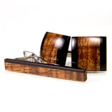 Wooden Hawaiian Koa Ebony Cufflink Tie Clip Set