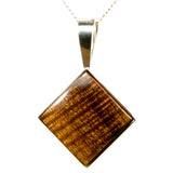 Figured Hawaiian Koa Sterling Silver Pendant Diamond Shaped