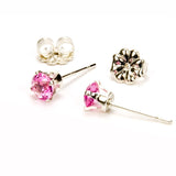 Pink Tourmaline Sterling Silver Post Earrings