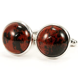 Red Obsidian Silver Cufflinks - Front