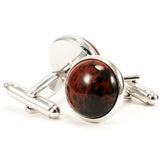 Red Obsidian Silver Cufflinks - Back