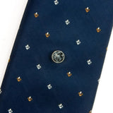 Snowflake Obsidian Sterling Silver Tie Tack on Tie