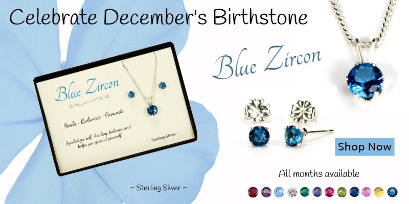 Blue Zircon Birthstone Sterling Silver Collection